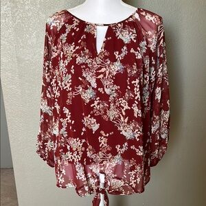 West Kei Floral Burgundy Women's Top size L